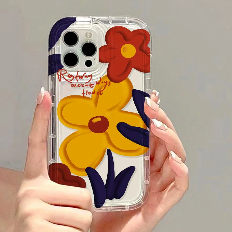 Soft Clear Shockproof Bumper Flower Back Cover Fundas Phone Case