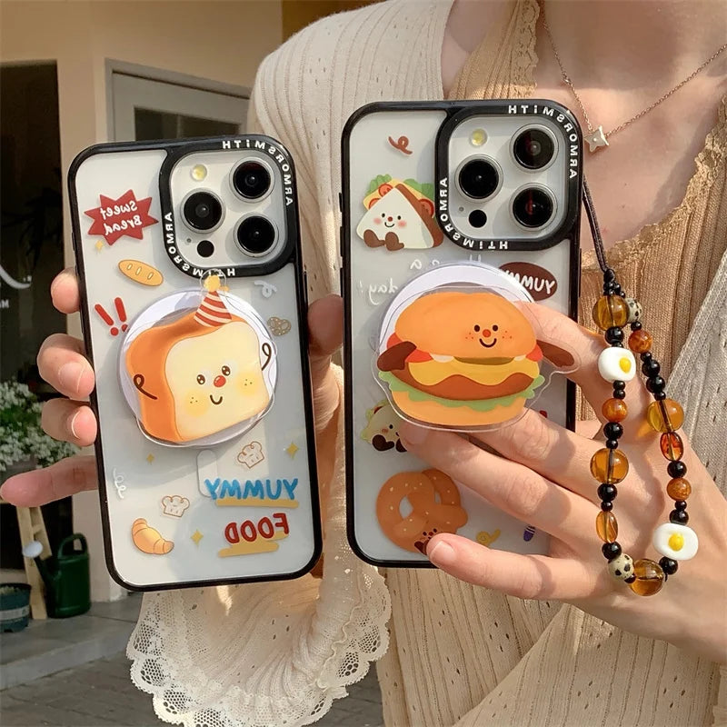 Kawaii Bread Magnetic Stand Holder Phone Case