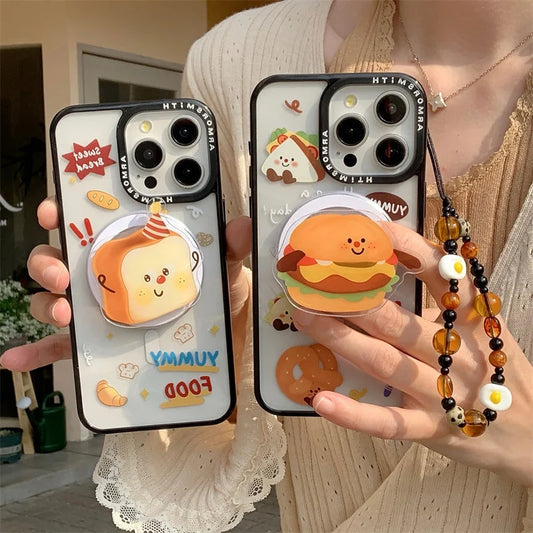 Kawaii Bread Magnetic Stand Holder Phone Case