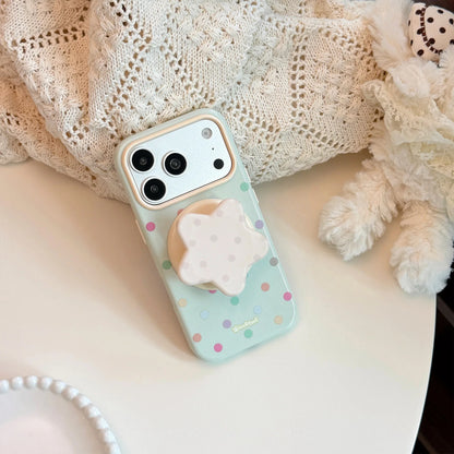 Korean Full Screen Colorful Polka Dots Stars Magnetic Bracket Phone Case For iPhone