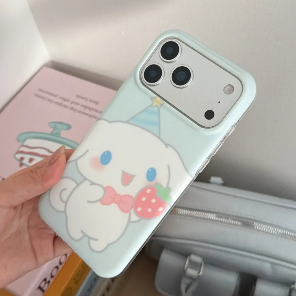 Cute Round Edged Strawberry Jade Guigou Sanrio Shockproof Phone Case For iPhone
