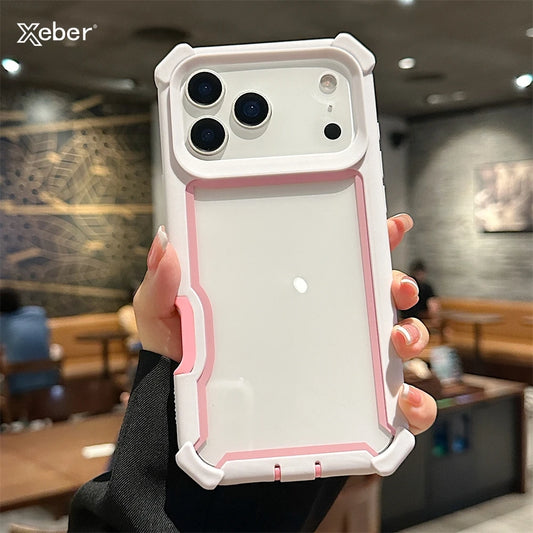 TPU Case For iPhone Rugged Hybrid Transparent Shockproof Armor Hard PC Frame Bumper Back