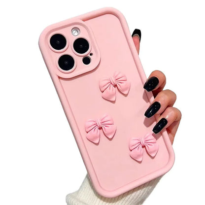 3D Pink Cute Butterfly Silicone Soft Phone Case For iPhone