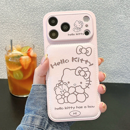 Cute Cartoon Sanrio Hello Kittty Painted Leather Phone Case For iPhone