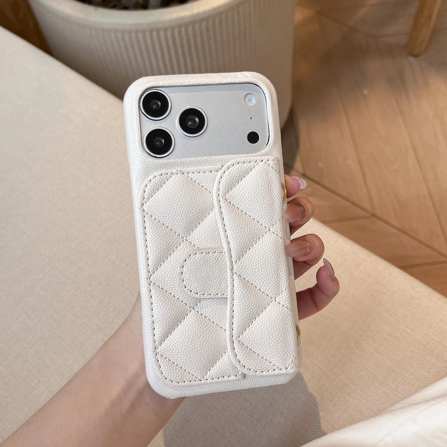 Simplified High-End Leather Texture Card Holder Phone Case For iPhone