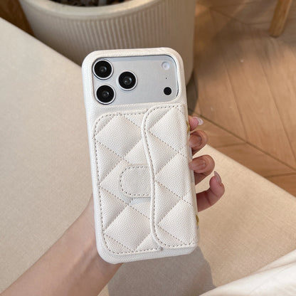 Simplified High-End Leather Texture Card Holder Phone Case For iPhone