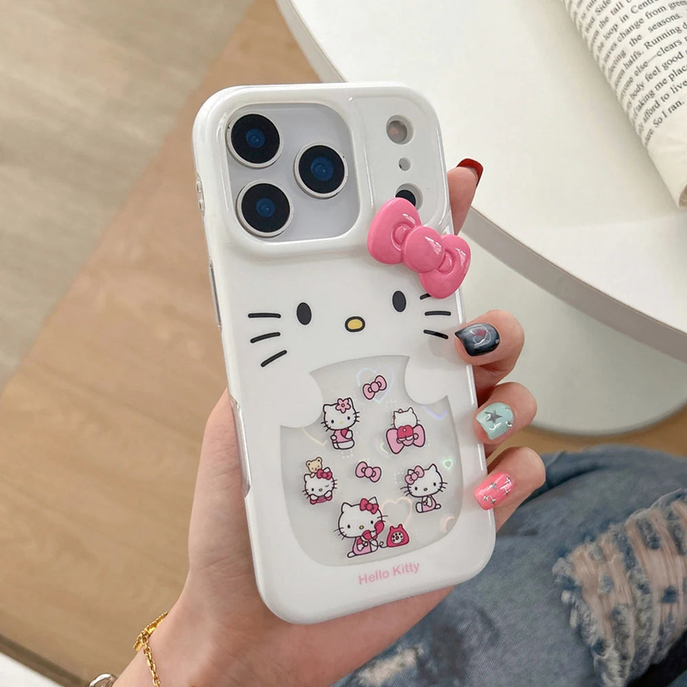 Glitter Laser Love Heart Hello Kitty Phone Case For iPhone