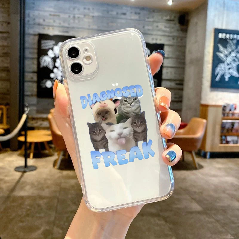 Funny Cat Meme Transparent Phone Case