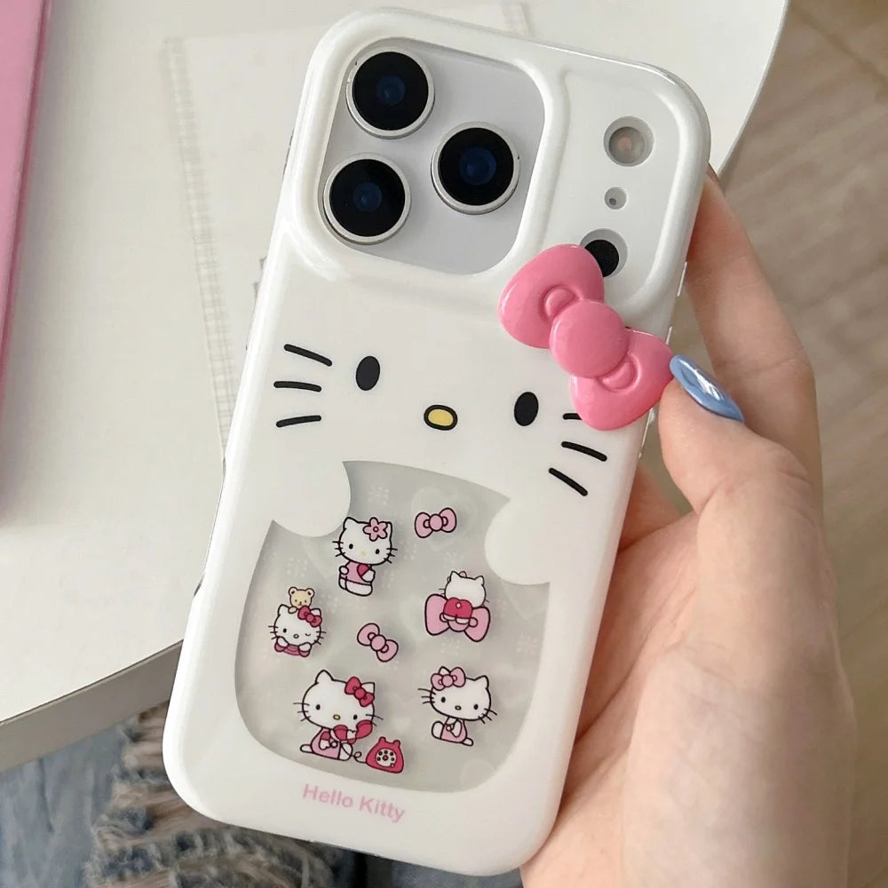 Glitter Laser Love Heart Hello Kitty Phone Case For iPhone