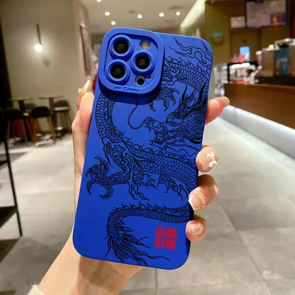 Black Chinese Dragon Silicone Phone Case For iPhone