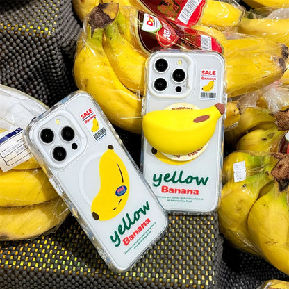 Kawaii Cartoon Banana Magnetic Stand Phone Case