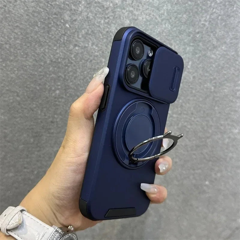 Heavy-Duty Rugged Armor Magnetic Bracket Phone Case For iPhone