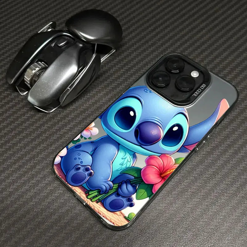 Disney Cute Stitch Flower Love Phone Case For iPhone