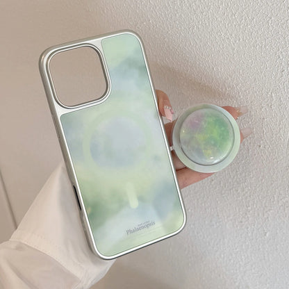 Fashion Gradient Green Marble Pattern Electroplated Phone Case For iPhone