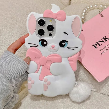 Marie Cat Cartoon 3D Bow Phone Case For iPhone