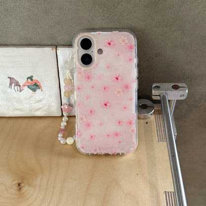 Adorable & Sweet Pink Cherry Blossom Prints with Beaded Chain Lovely Phone Case