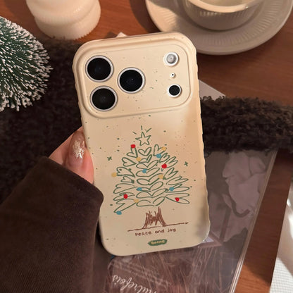Korean Cartoon Love Heart Christmas Tree Graffiti Pattern Phone Case For iPhone
