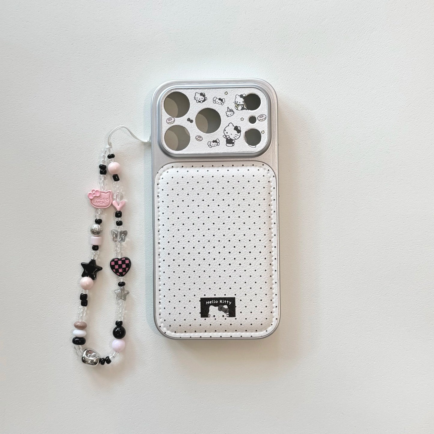 Black Polka Dot Kitty Phone Case With Bracelet Phone Case For iPhone