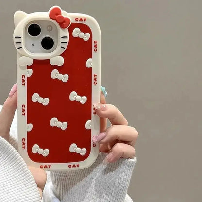 Hello Kitty Cartoon 3D Head Phone Case For iPhone