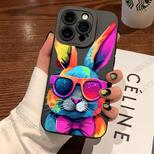 Cute Colorful Rabbit Silicone Phone Case For iPhone