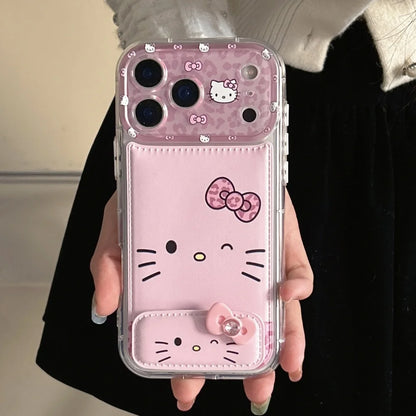 Luxury Cute Foundation Make Up Brown Kittyy Phone Case with Stand Case For iPhone