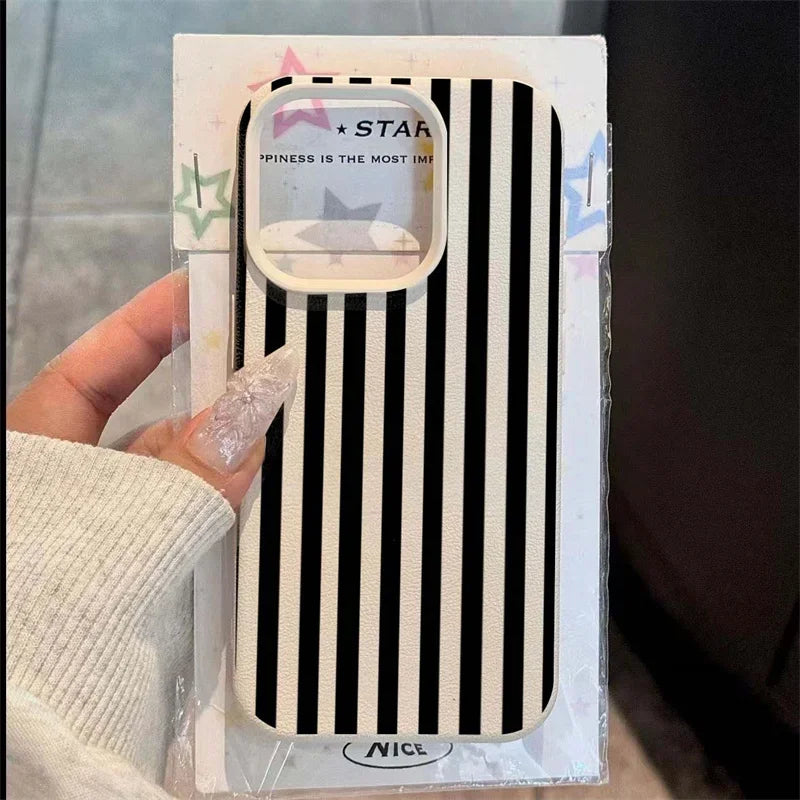 Luxury Double Color Contrast Stripe Case For iPhone