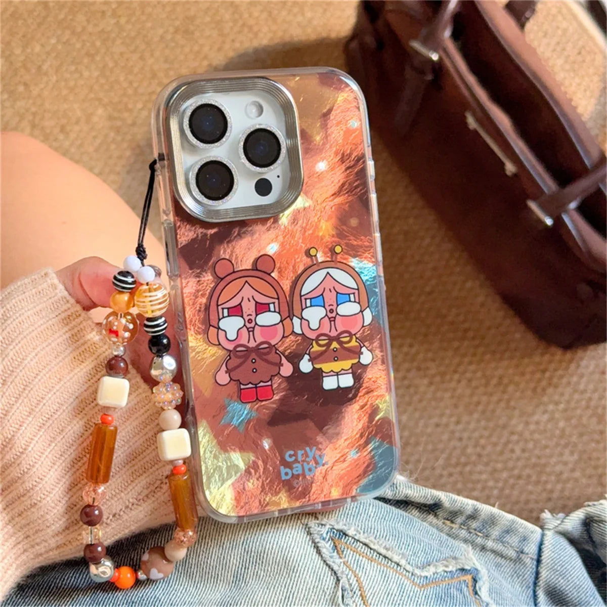 Kawaii Brown Girl Cartoon Phone Case For iPhone