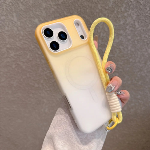 Soft Silicone For magsafe Wrist Strap Lanyard Shockproof Phone Case For iPhone