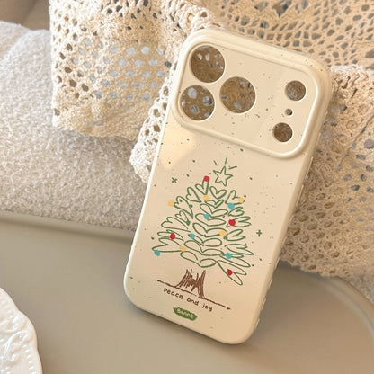 Korean Cartoon Love Heart Christmas Tree Graffiti Pattern Phone Case For iPhone