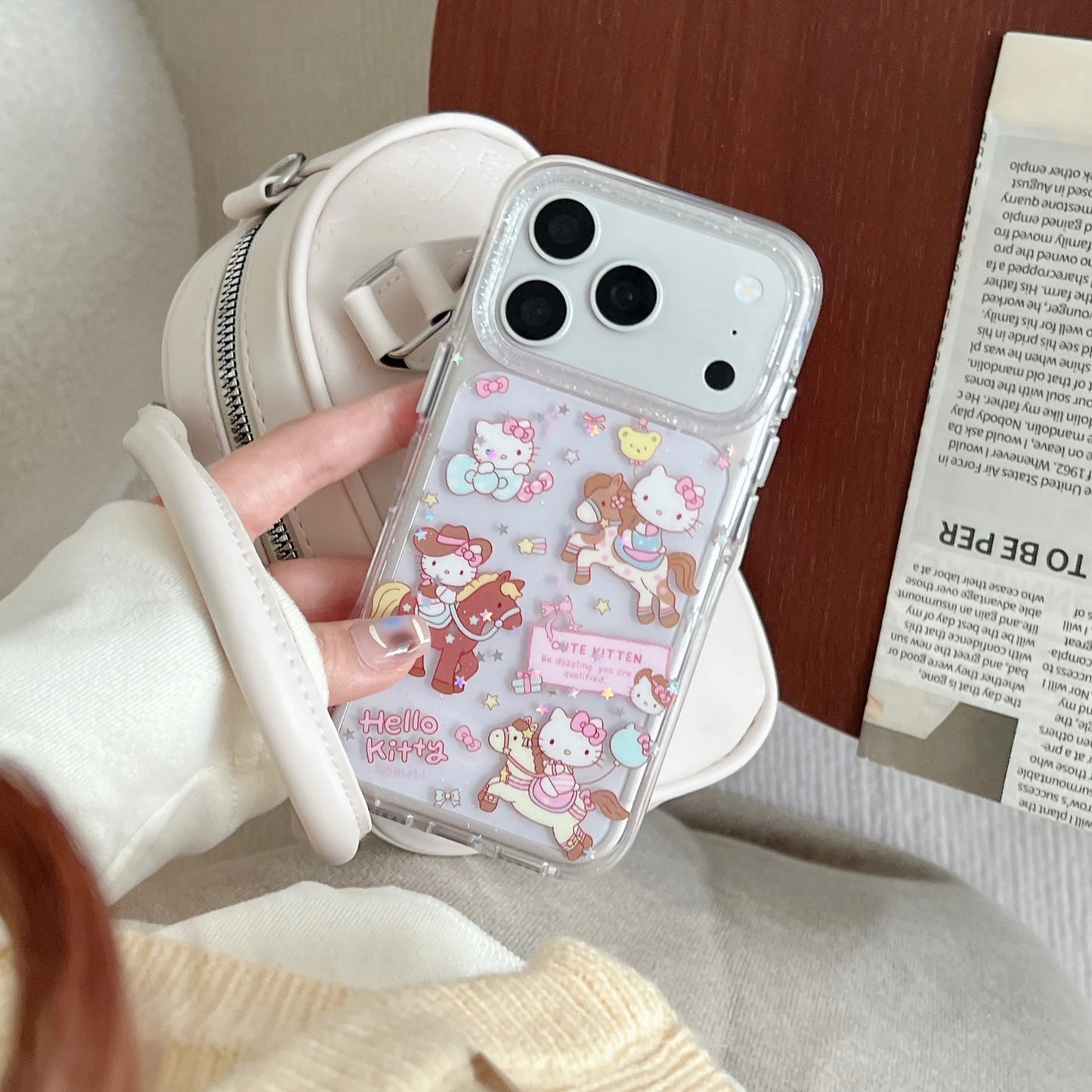 Lovely Cartoon Riding Kitty Phone Case For iPhone