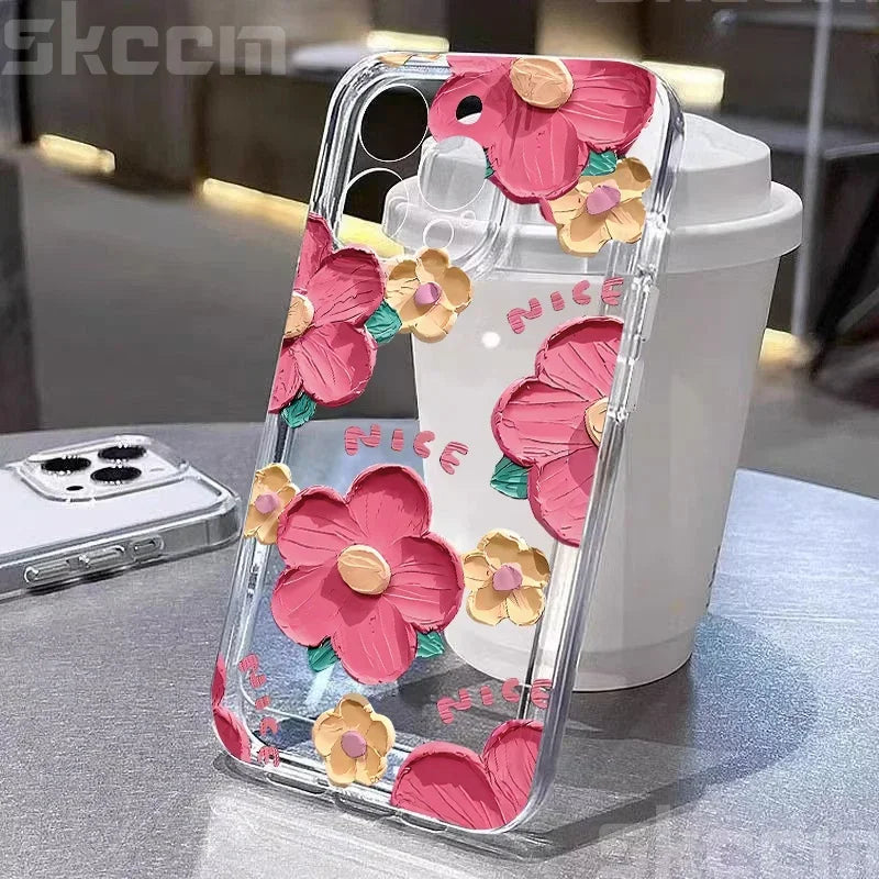 Colorful Flower Soft Silicone Phone Case For iPhone