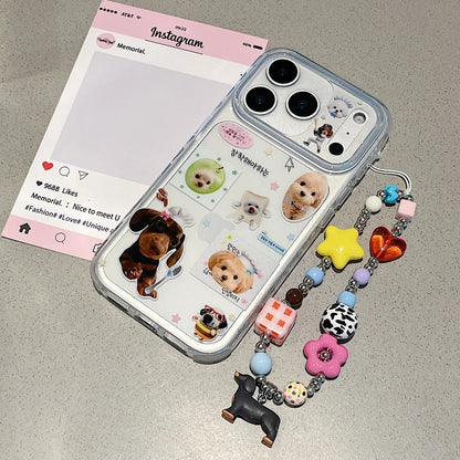 Korean Cute Cartoon Dog Cat Pattern Phone Case For iPhone