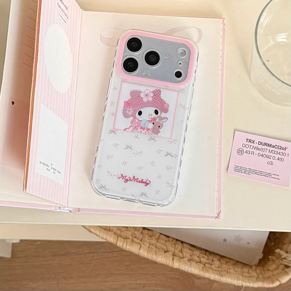 Pink Double Layer Floral Hug Bear Meiledi Phone Case For iPhone