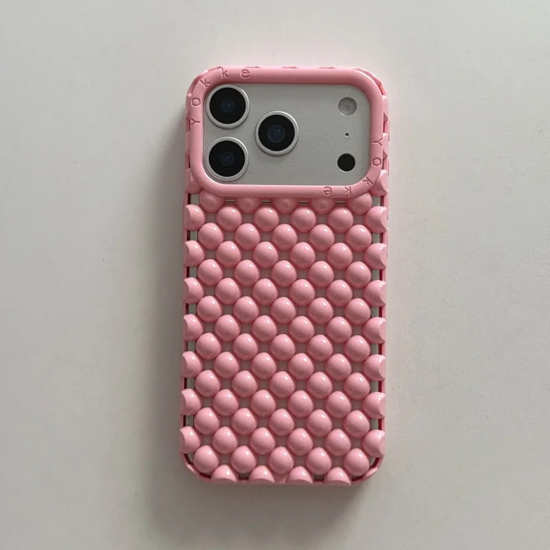 Luxury Advanced 3D solid Candy Color Pearl Round Bead Phone Case For iPhone