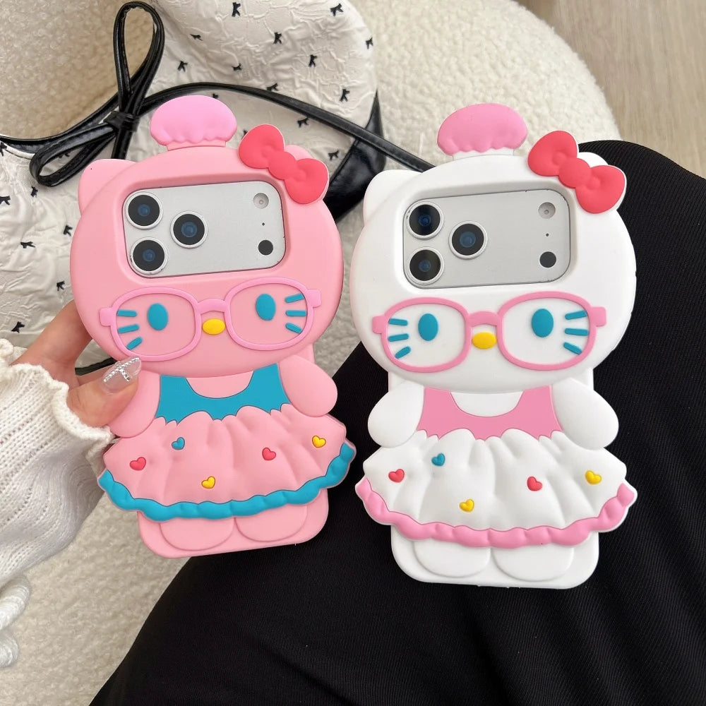 Kawaii 3D Cartoon Hello Kitty Soft Silicone Phone Case For iPhone