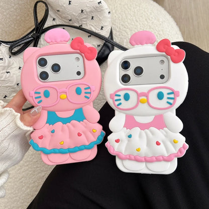 Kawaii 3D Cartoon Hello Kitty Soft Silicone Phone Case For iPhone