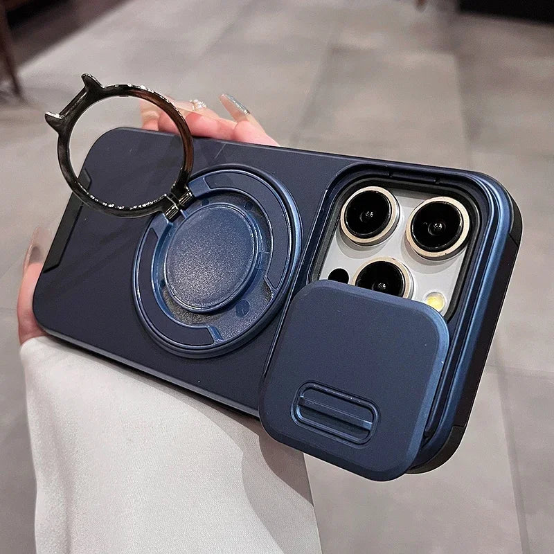 Slide Camera Protection Magnetic Bracket Magsafe Case For iPhone