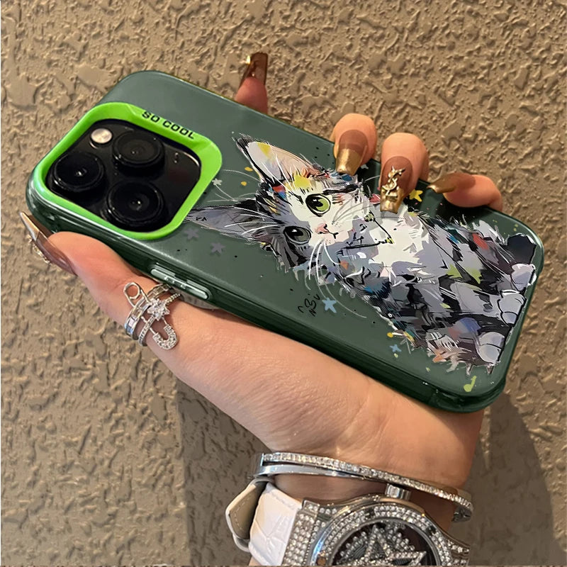 Cute Painting Cat Phone Case For iPhone