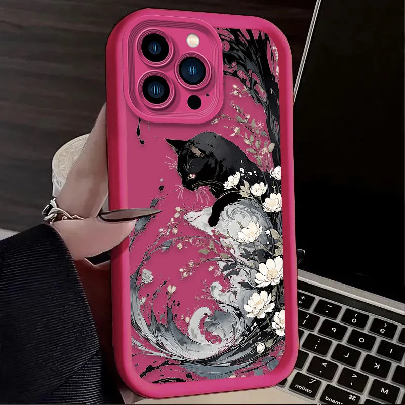 Oil Painting Artistic Cat Phone Case For iPhone