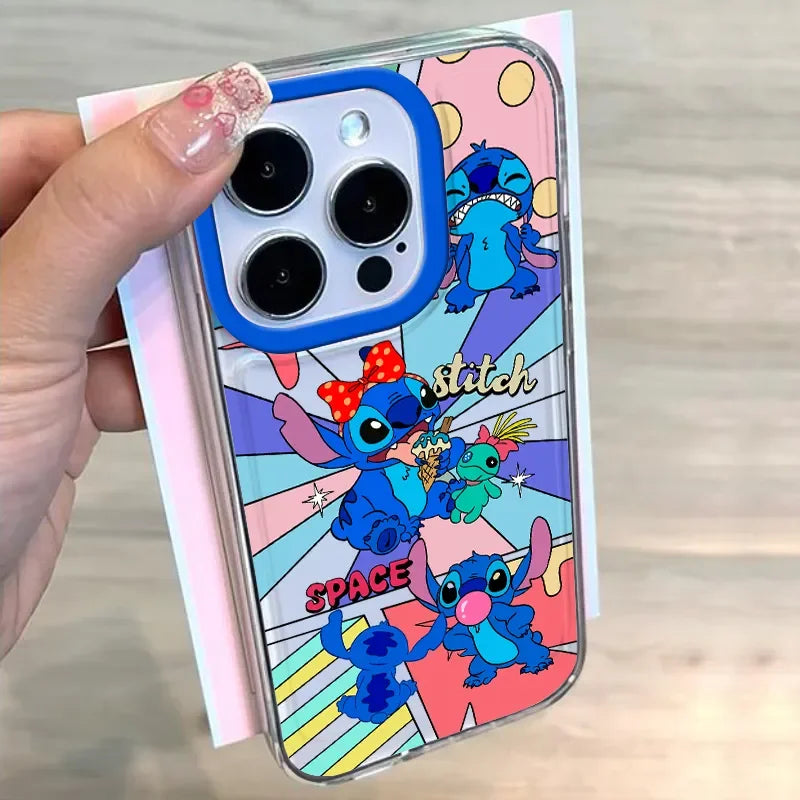 Stitch Kawaii Cute Blue Bow Naughty Angry Ice Cream Phone Case For iPhone