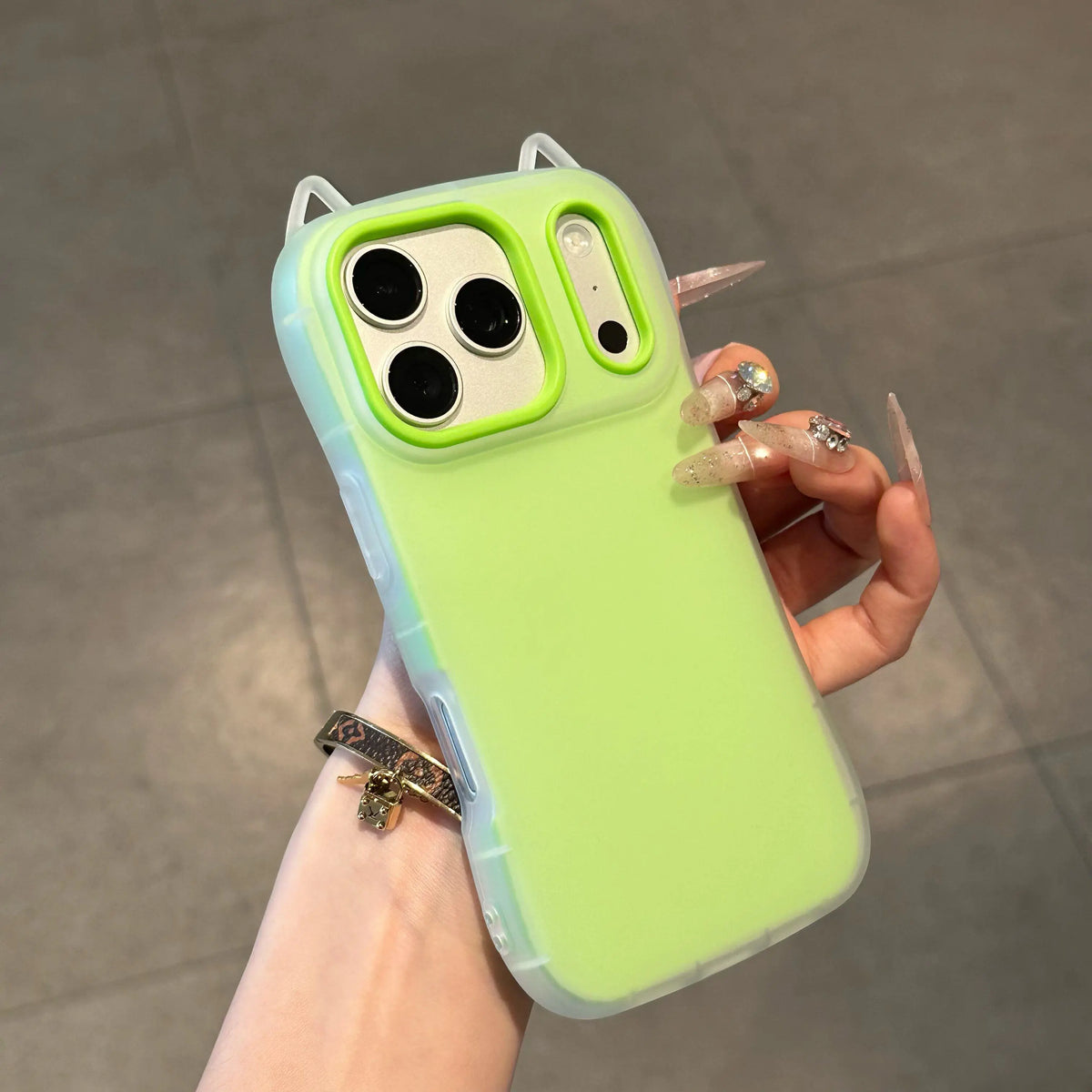 Cute Cartoon Cat Ear 2in 1 Case For iPhone