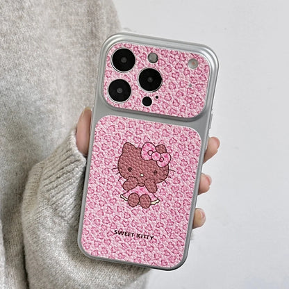 Electroplating Skin Powder Leopard Print Kitty Phone Case For iPhone