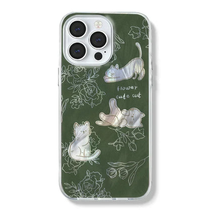 Feather Yarn Green Sketch Cat Phone Case