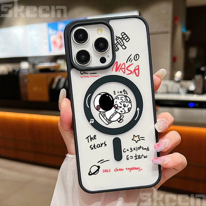 Magnetic Astronaut Clear Phone Case For iPhone