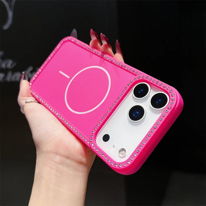 Luxury Diamond For Magsafe Wireless Charge Transparent Case For iPhone