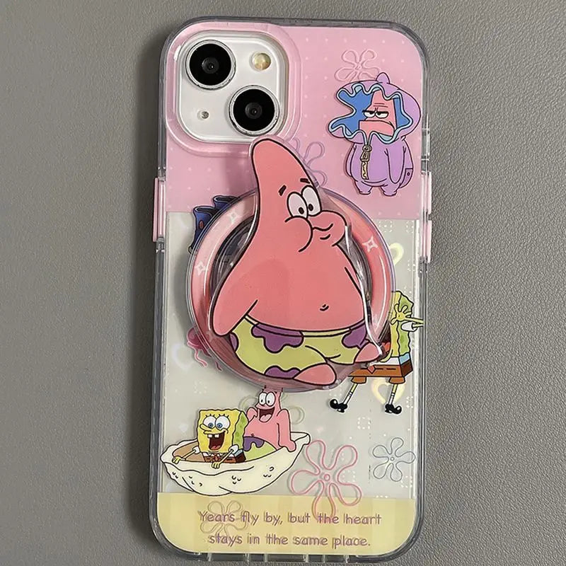 Anime Spongebo Patrick Star Magnetic Attraction Mobile Phone Case For iPhone