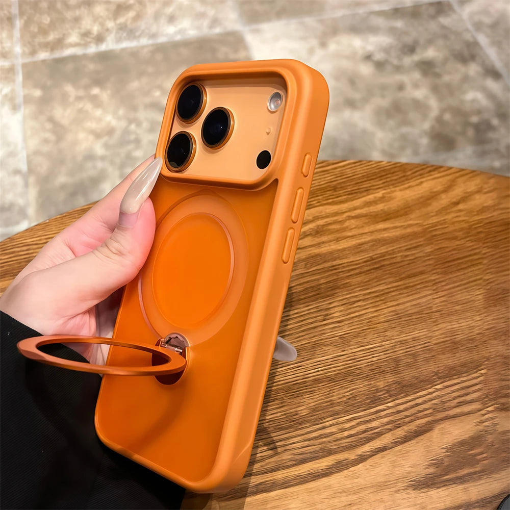 Matte Rotate Holder TPU Case For iPhone
