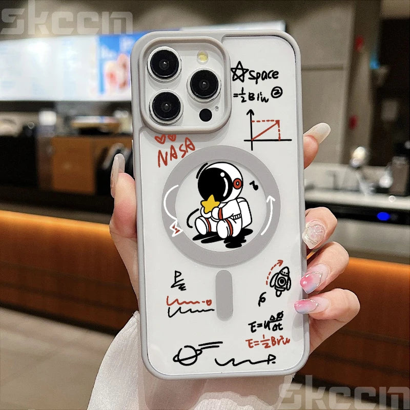 Magnetic Astronaut Clear Phone Case For iPhone