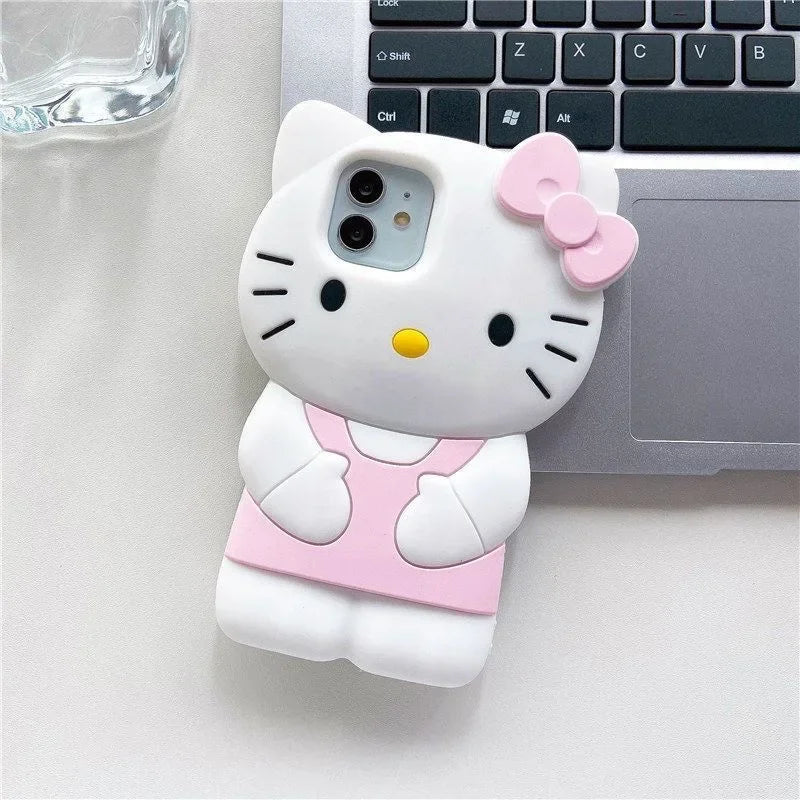 Hello Kitty Cartoon 3D Bow Phone Case For iPhone