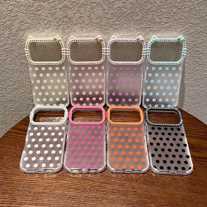 Glitter Cat Ear Polka Dot Matte Case  For iPhone